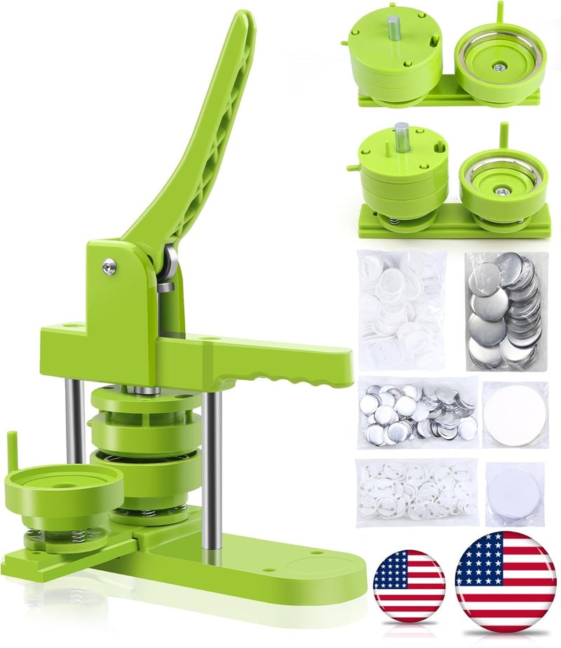 Happizza Button Maker Machine Multiple Sizes, Pin Maker Machine 2.25 inch+3 inch, Interchangeable Button-Models Badge Button Press Machine with 200 Sets 58mm+75mm Button Maker Supplies&Circle Cutter - Image 1